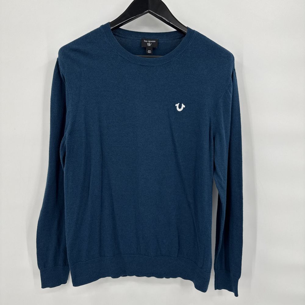 True Religion HS LS Crewneck‎ Sweater blue pullover Men's Size M